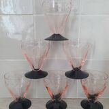Pink and black etched Art Deco glass