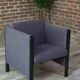 1980s Club armchair in fabric and metal