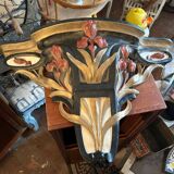 Art nouveau console in polychrome plaster