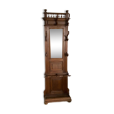 Entrance wall coat rack in solid oak 214x67cm 1900s