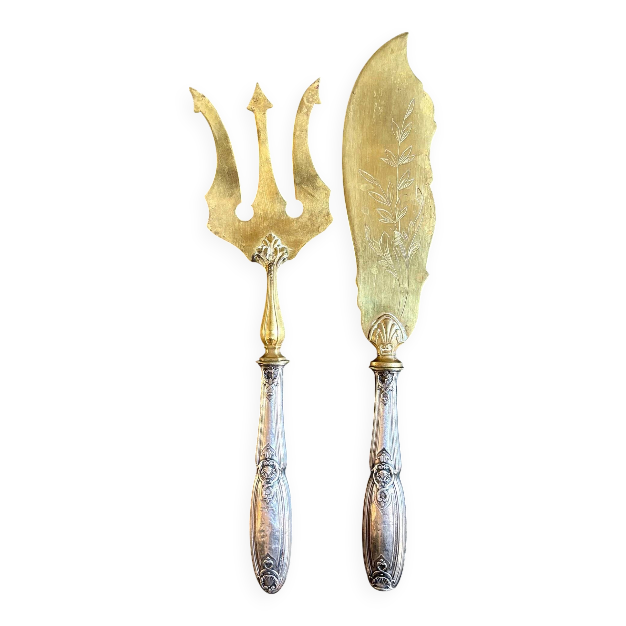 Silver and gilt fish serving cutlery no. 1