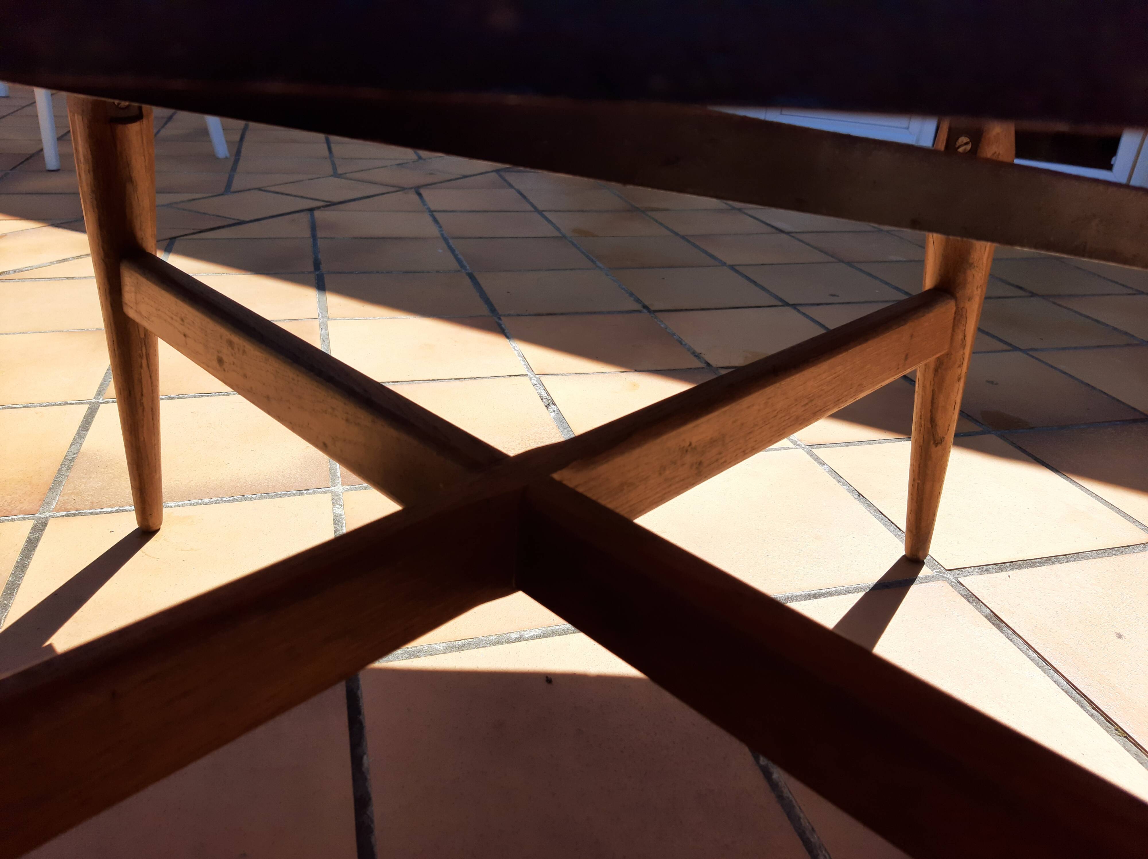 Vintage Scandinavian smorrebrod flip-up coffee table with system