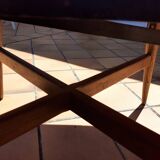 Vintage Scandinavian smorrebrod flip-up coffee table with system