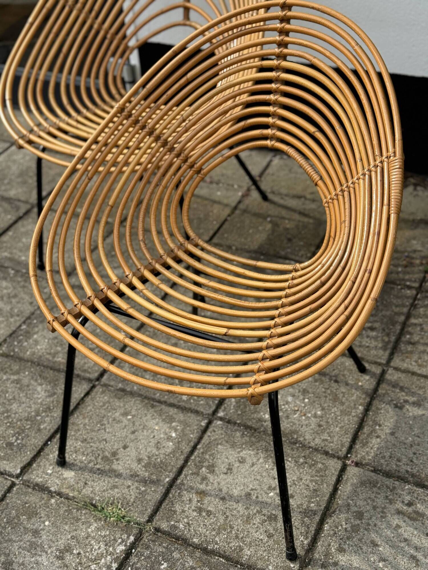 Pair of vintage Rohe Rotan chairs by H, Broekhuizen 1960