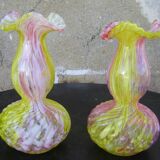 Pair of multicolored glass vases from Clichy
