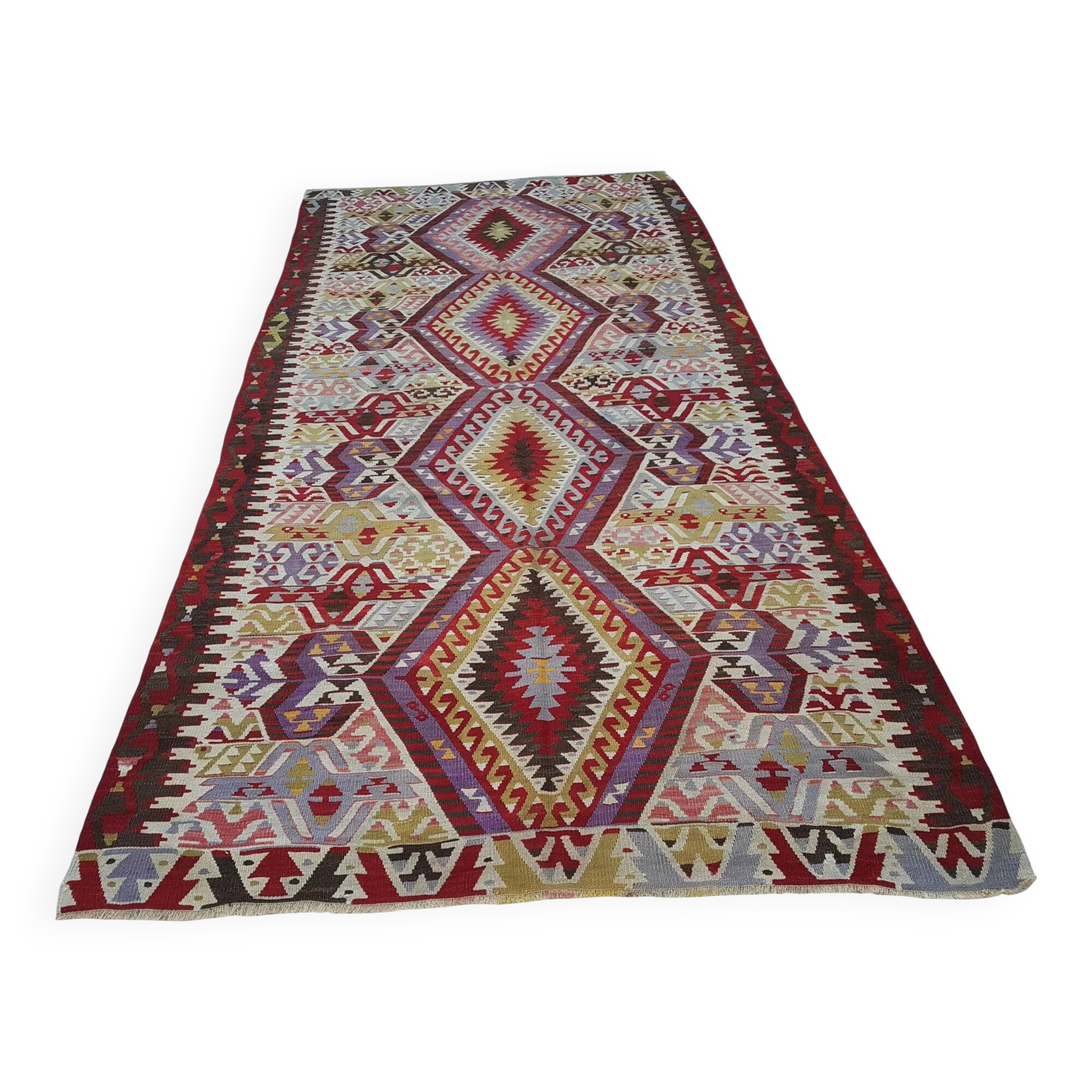 Vintage Turkish kilim, handwoven, 150x292 cm.