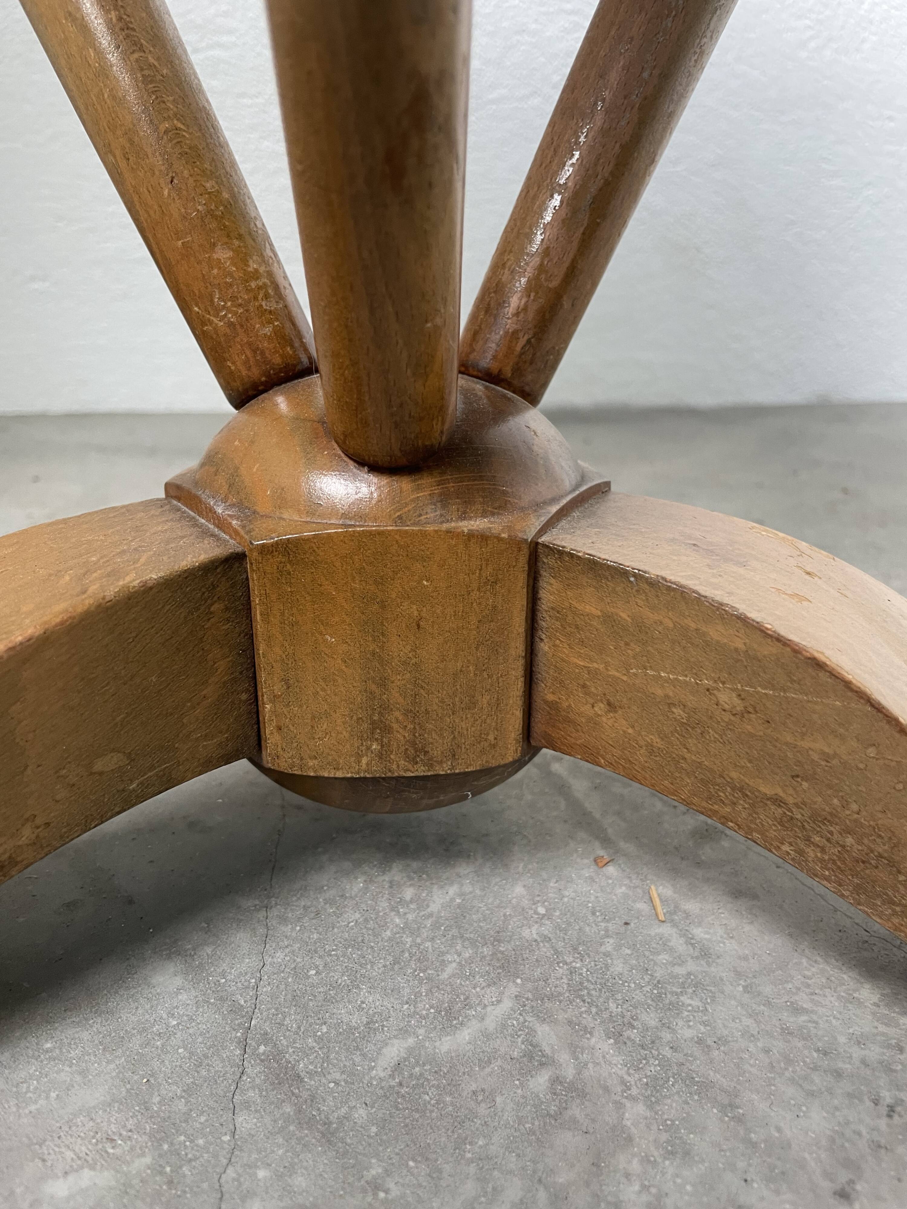 Art deco mirror pedestal table in walnut 1930
