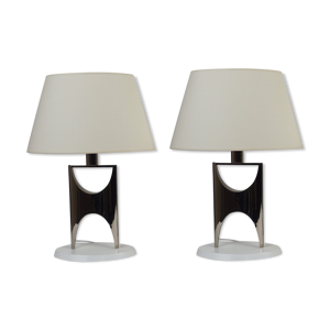 paire de lampes en bronze nickelé 1970