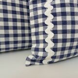 Set of 2 vintage cushions, blue gingham