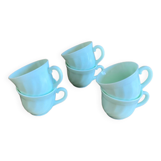 6 Arcopal France mint green cups