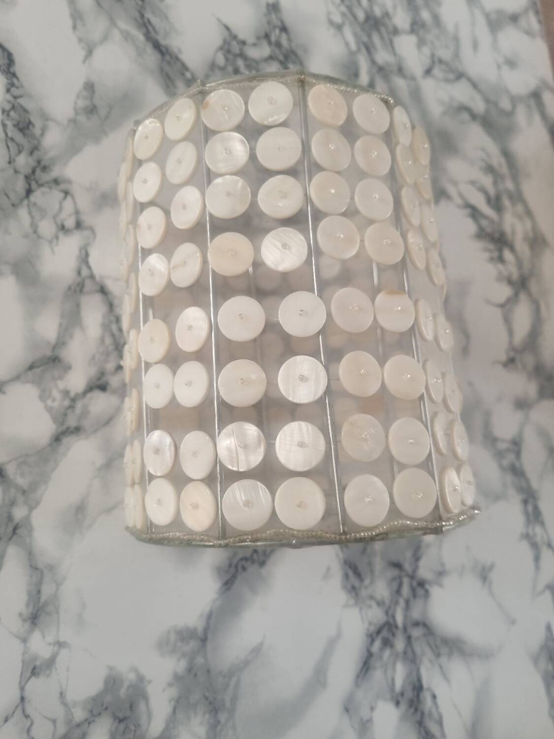 Vintage mother-of-pearl and nylon lampshade