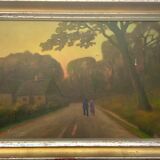 Vintage danish oil on canvas “sunset”, signed by a.takmar 1880-1960