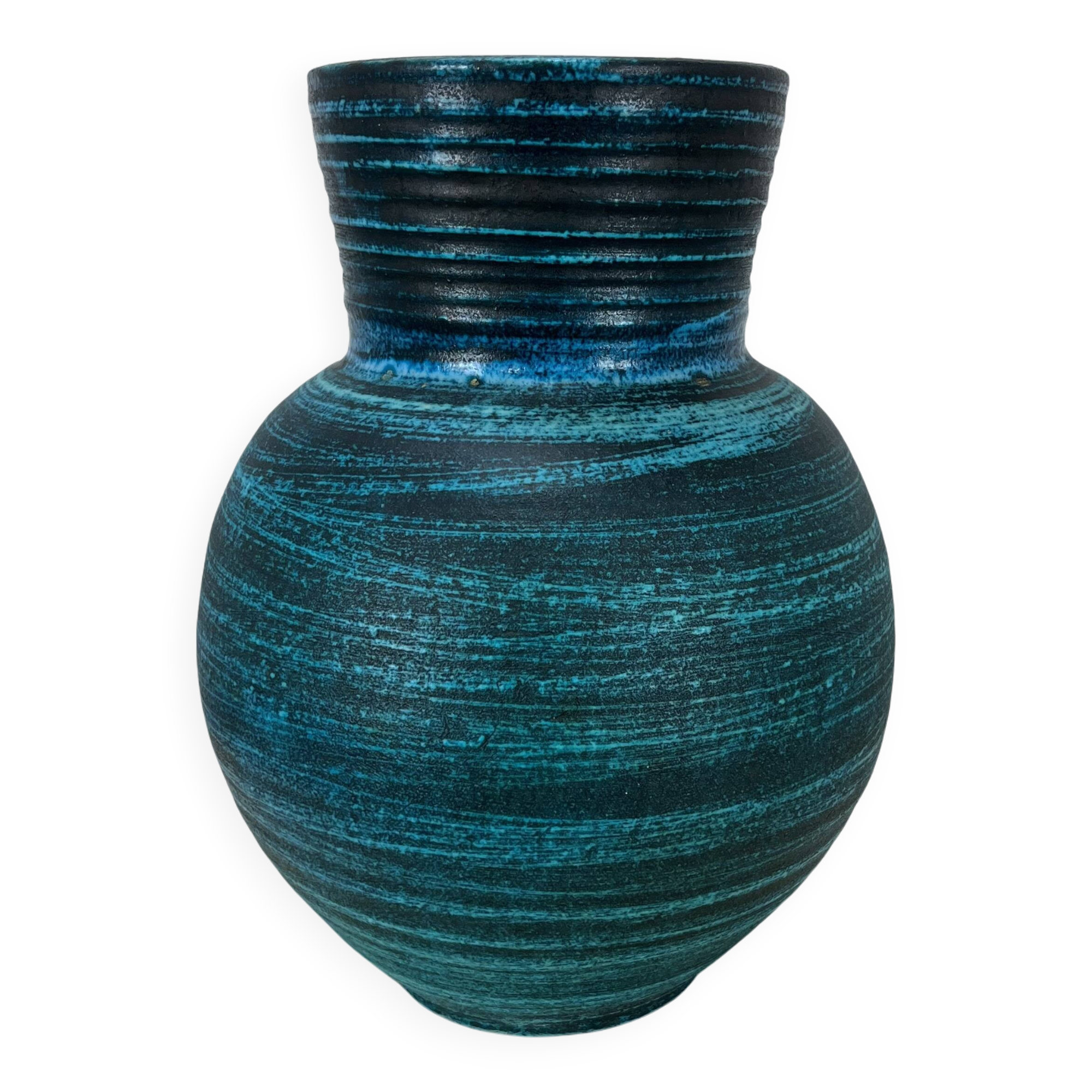 Accolay vase, blue Gallic ceramic, 1960s
