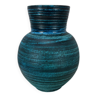 Accolay vase, blue Gallic ceramic, 1960s