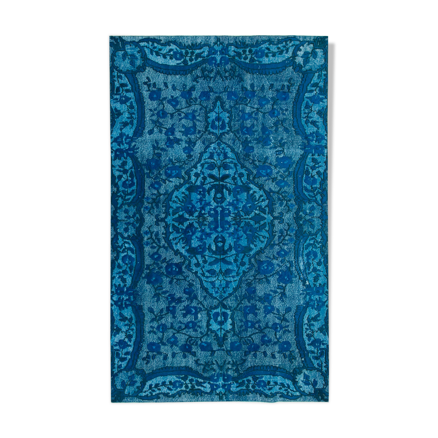 Hand-knotted unique anatolian 1980s 161 cm x 260 cm turquoise carpet