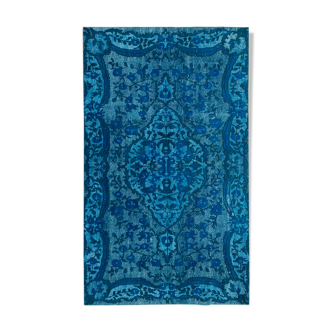 Hand-knotted unique anatolian 1980s 161 cm x 260 cm turquoise carpet