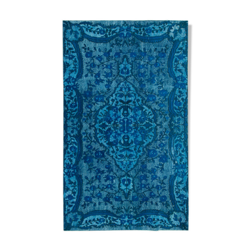 Hand-knotted unique anatolian 1980s 161 cm x 260 cm turquoise carpet