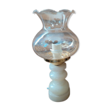 Lampe de bureau chevet originale Base Albâtre Globe tulipe verre ancien vintage