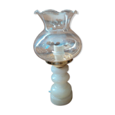 Lampe de bureau chevet originale Base Albâtre Globe tulipe verre ancien vintage