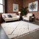 Tapis blanc Beni Ourain en laine 2.5X1.5m motif losange berbère tissé main
