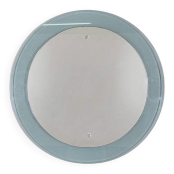 Vintage 1970s round wall mirror in smoked glass, Italian design