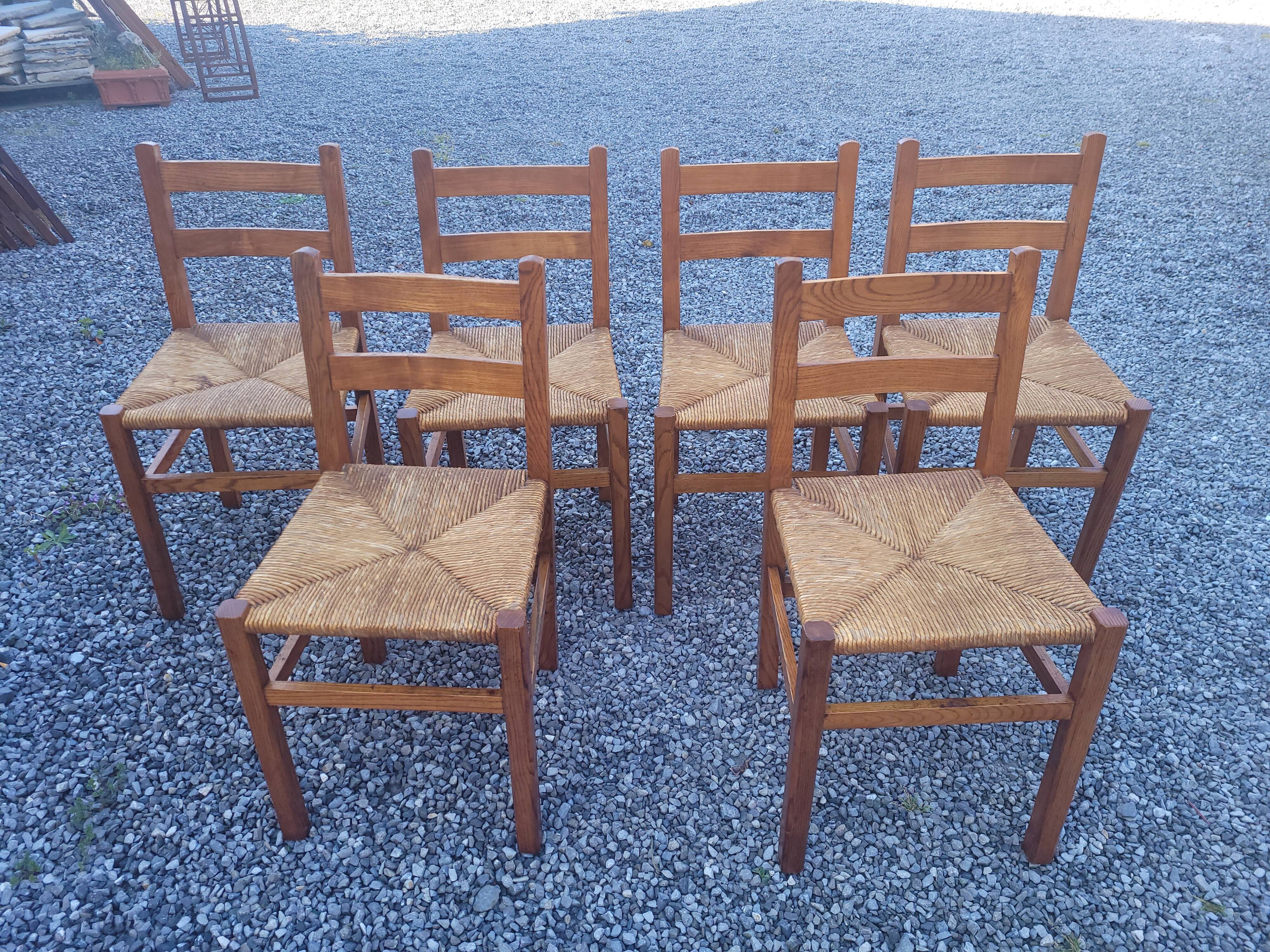 6 rustic oak chairs