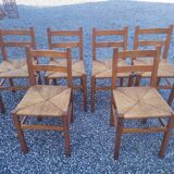 6 rustic oak chairs