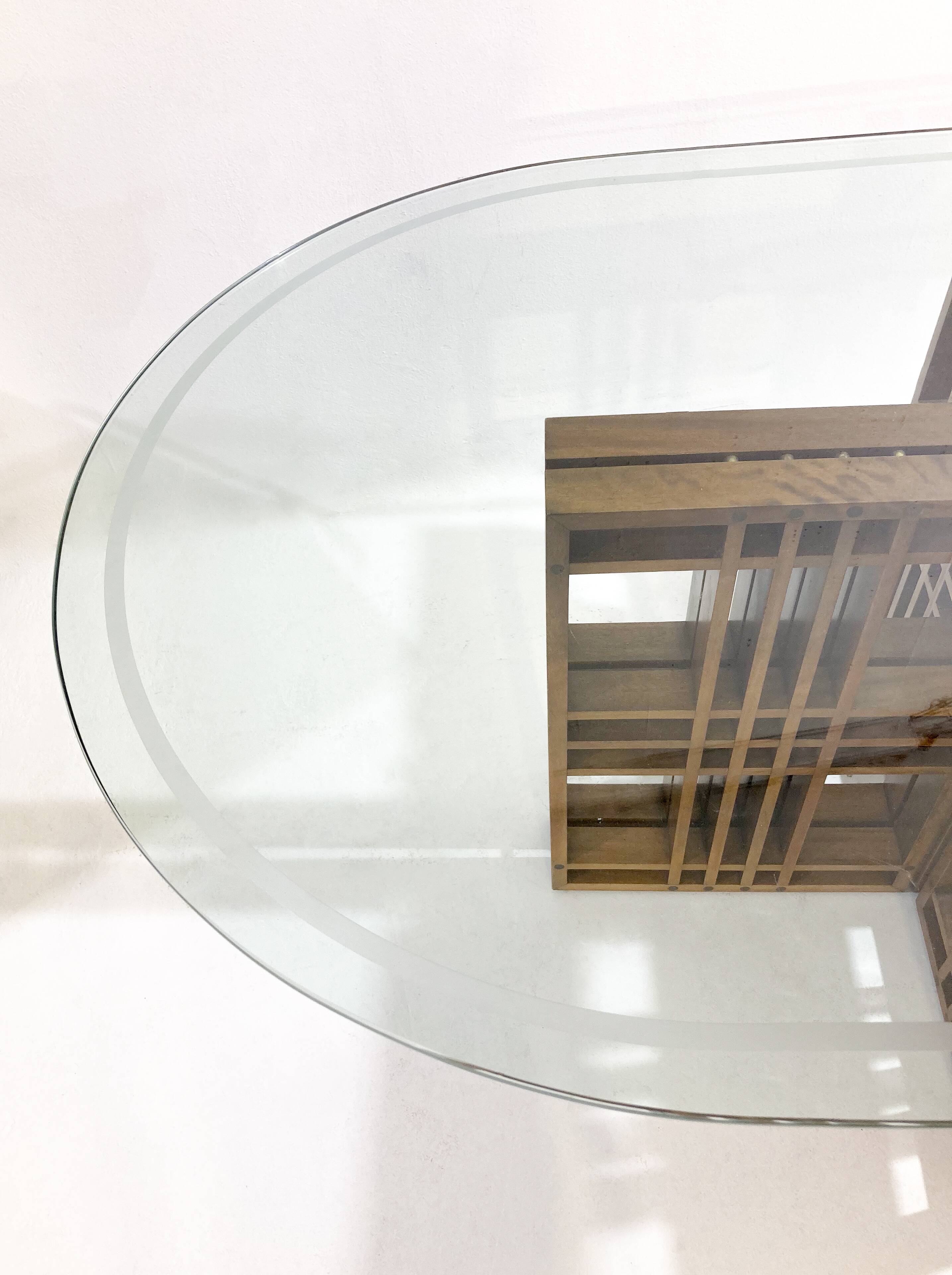 Table à manger en bois et verre, Italie 1960
