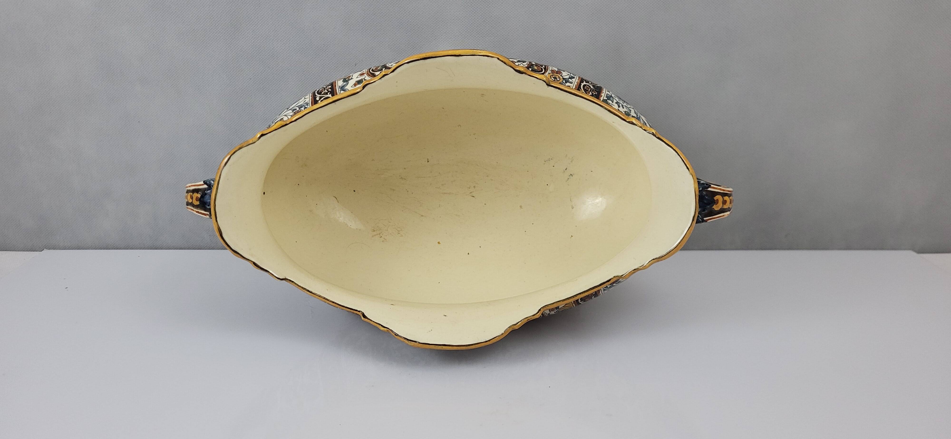 19th century Gien earthenware planter with Persian decor