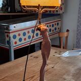 Art deco lamp golden metal and glass pate