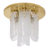 Ceiling lamp in brass and Murano glass 1970's