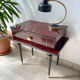 Vintage wood and brass bedside table Art Deco style