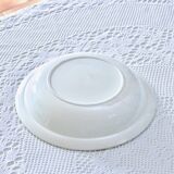 Large 19th century pink ironstone salad bowl with birds, dragonfly and butterflies, Badonviller