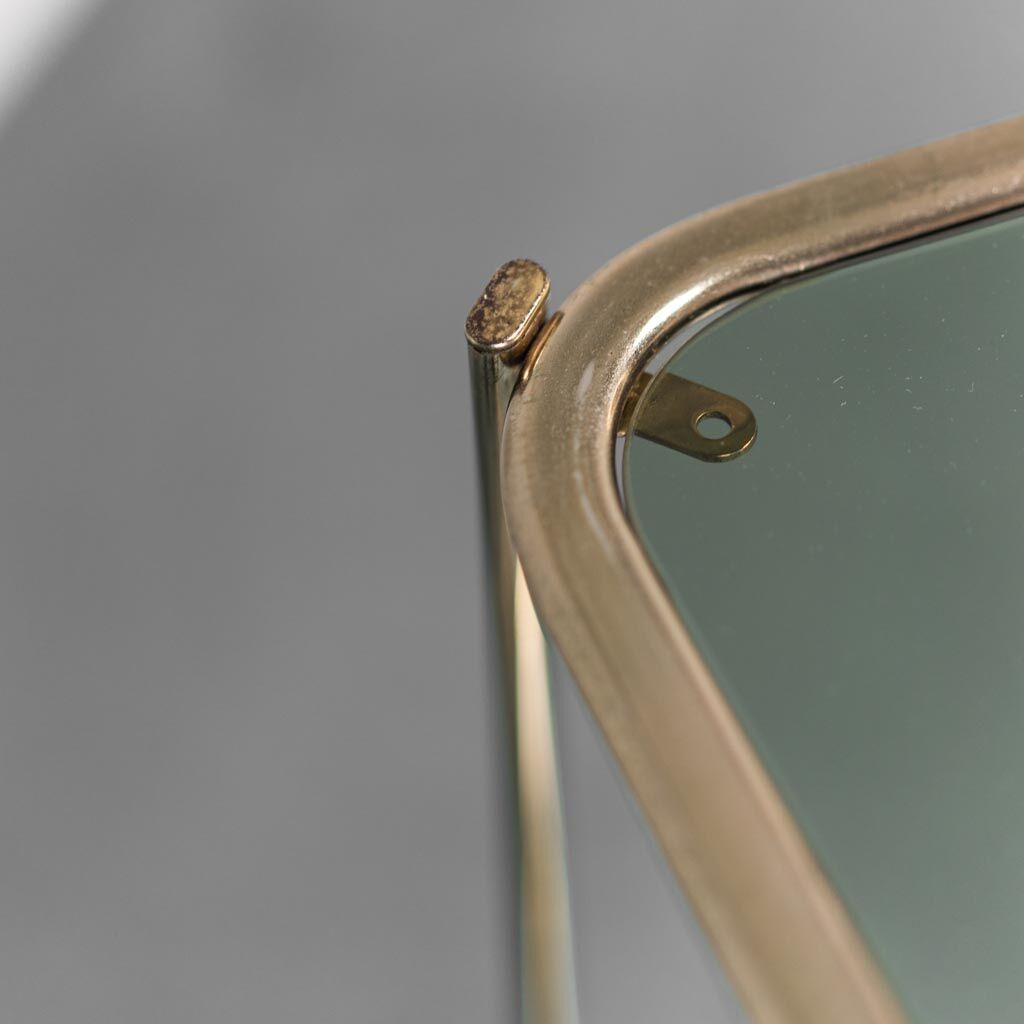 Corner console storage metal glass 70s vintage