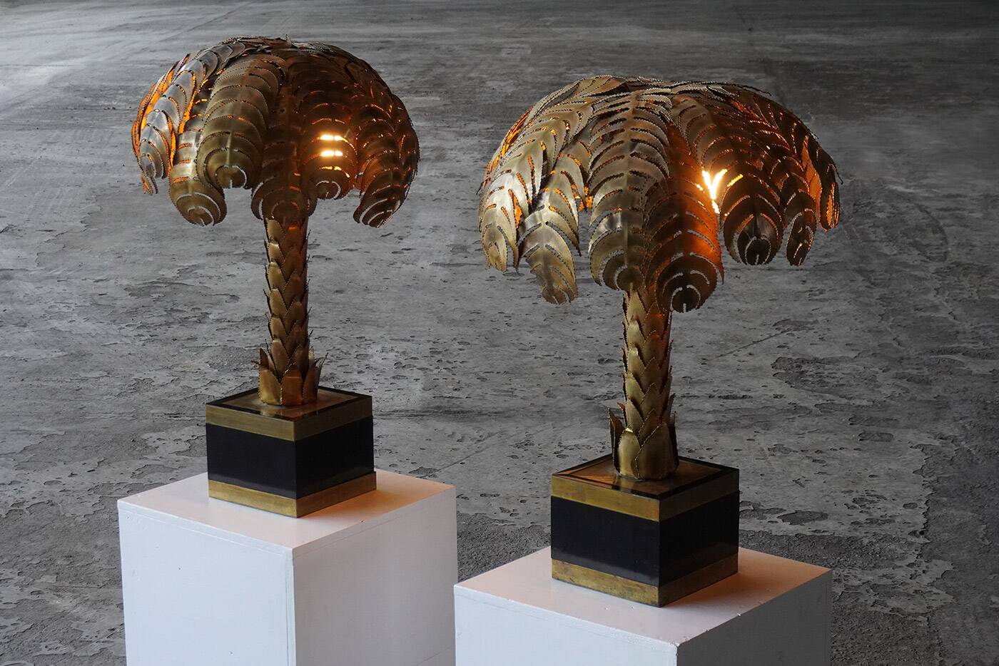 Pair of “Palmtree” table lamps by Christian Techoueyres for Maison Jansen, France 1970s