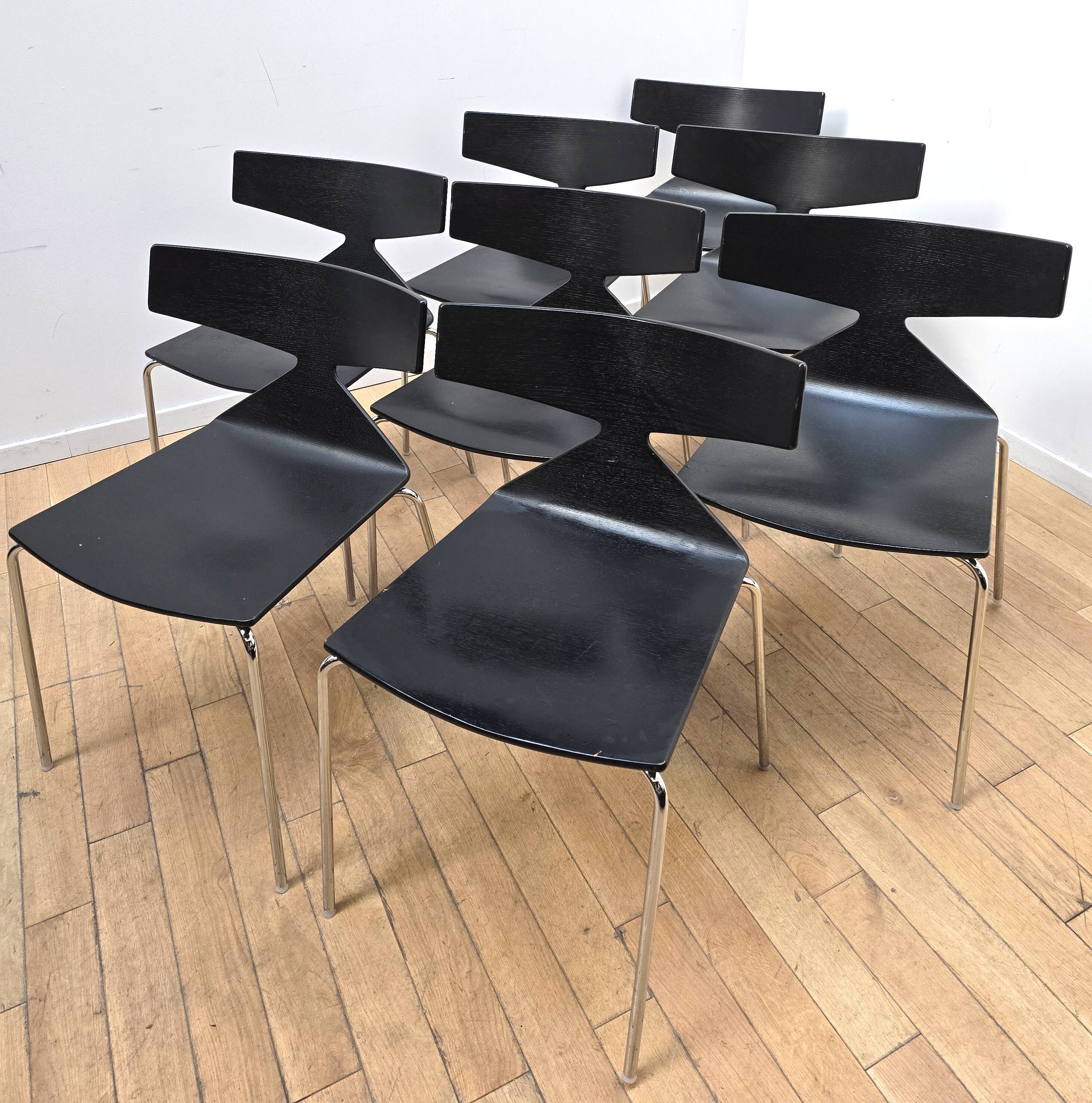 Set of 8 Saya dining chairs, Arper