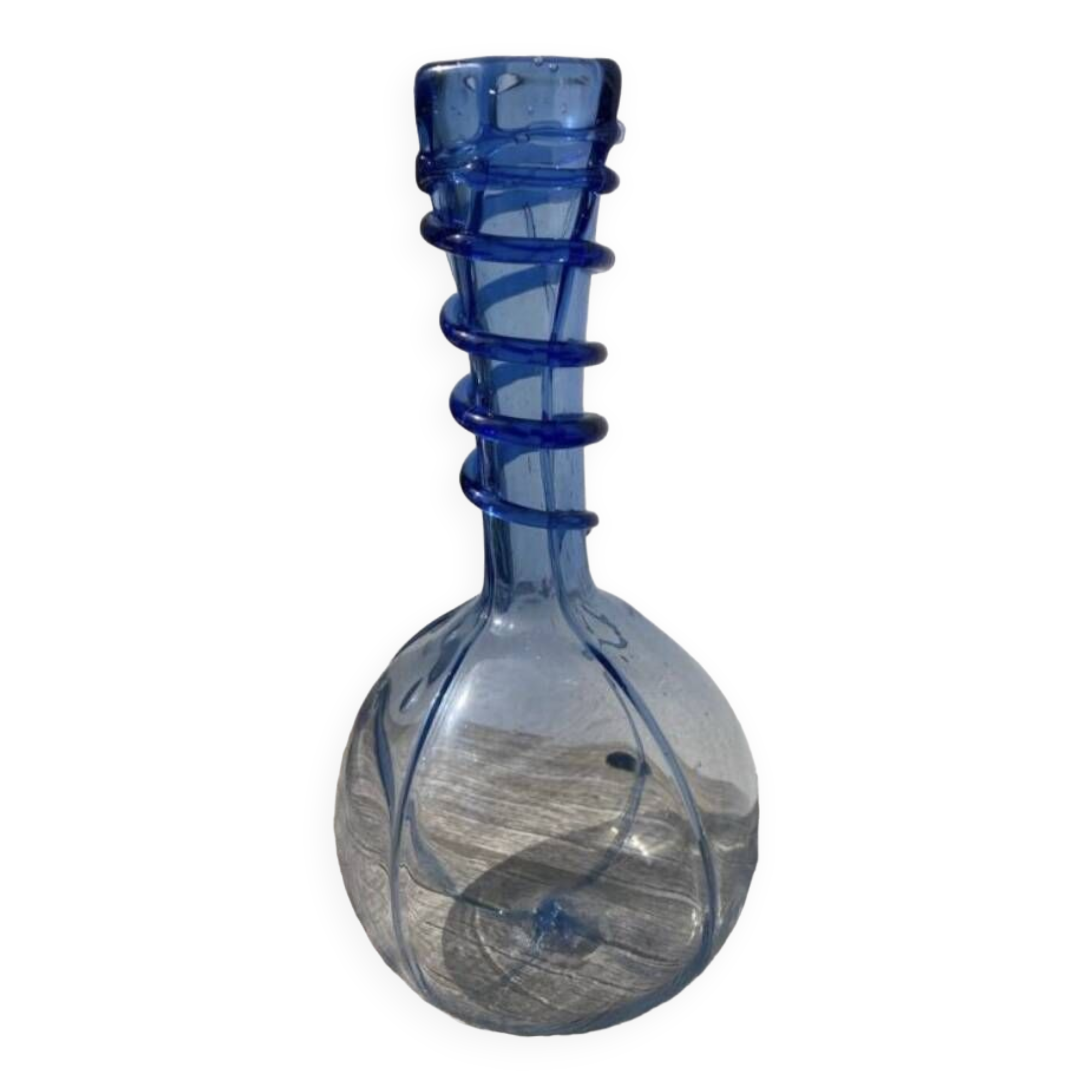 Blue blown glass soliflore vase
