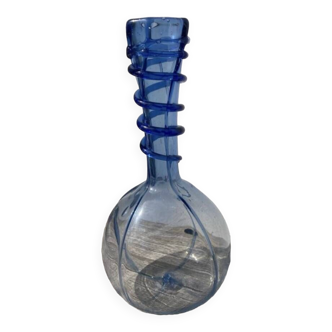 Vase soliflore en verre soufflé bleu