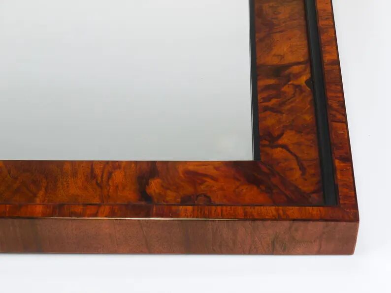 Square Biedermeier Antique 19th Century Walnut Wall Mirror, Vienna, 1850s