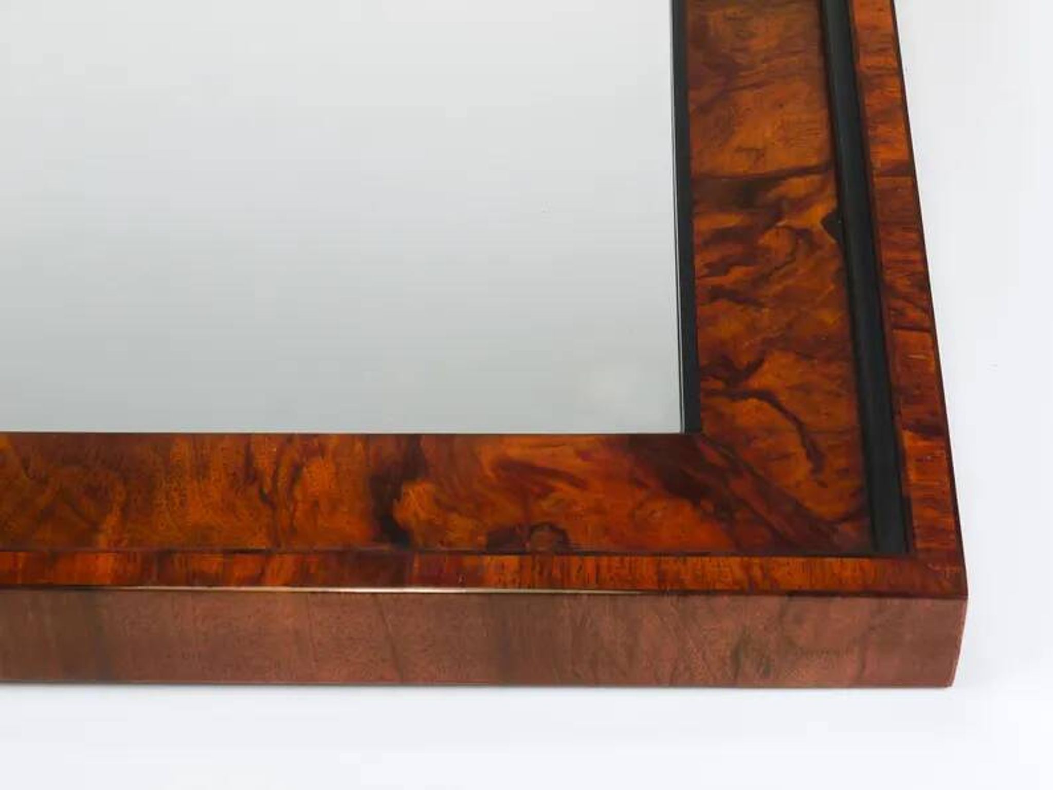 Square Biedermeier Antique 19th Century Walnut Wall Mirror, Vienna, 1850s