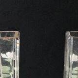 Pair vases 1900 soliflore crystal enamelled décor daisies white and green
