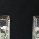 Paire vases 1900 soliflore cristal émaillé décor marguerites blanc et vert