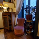 Powder pink velvet low chair
