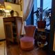 Powder pink velvet low chair