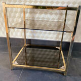 End of sofa 3 trays in smoked glass and brass-frame 70 year