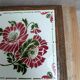 Dessous de plat ancien bois & faïence florale