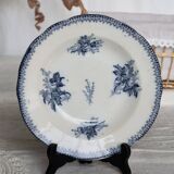 Antique hollow plate in Onnaing ironstone – Blue floral decoration