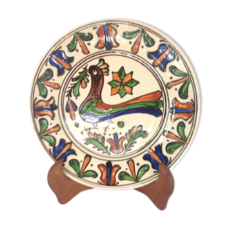 Assiette plate ancienne faïence modèle siena coq oiseau céramique vintage