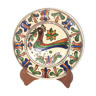 Old earthenware flat plate siena model rooster bird vintage ceramic