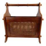 Antique wooden and cane magazine rack